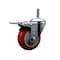 Service Caster 4'' Red Polyurethane Wheel Swivel 7/16'' Stem Caster with Total Lock Brake SCC-GRTTL20S414-PPUB-RED-716138 - alternate 1